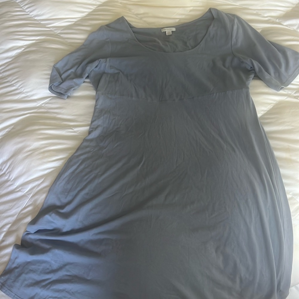 Smokey blue dress with half sleeve. Garnet Hill XL